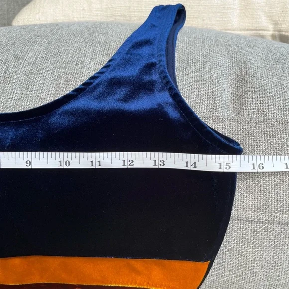 Forever 21 Velour Velvet Color-block Striped Bodysuit Sz M - Picture 4 of 7